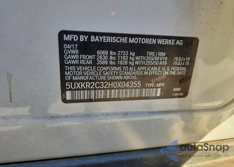 2017 BMW X5 Sdrive35I z USA, uszkodzony, nr VIN 5UXKR2C32H0X04355